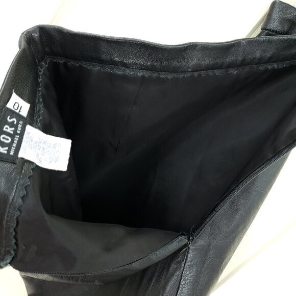 KORS Michael Kors 100% Leather Mini Pencil Skirt M Black - Picture 14 of 16